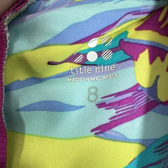 Title Nine Arabella Nimblene Halter Dress Purple Palm Trees Back Zip SUP Size 8 - Picture 5 of 9